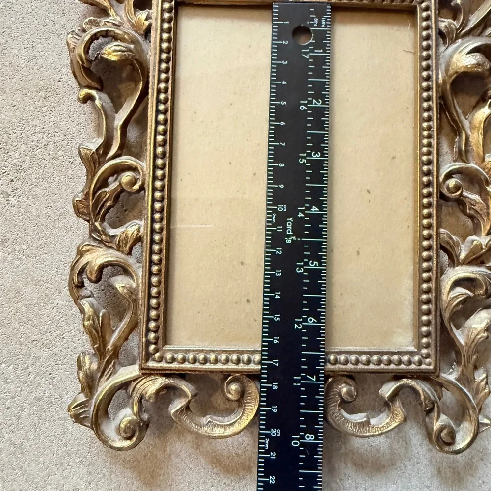 Vintage Picture Frame Victorian Gold‎ Baroque Rococo Brass Gilt Metal Scrollwork